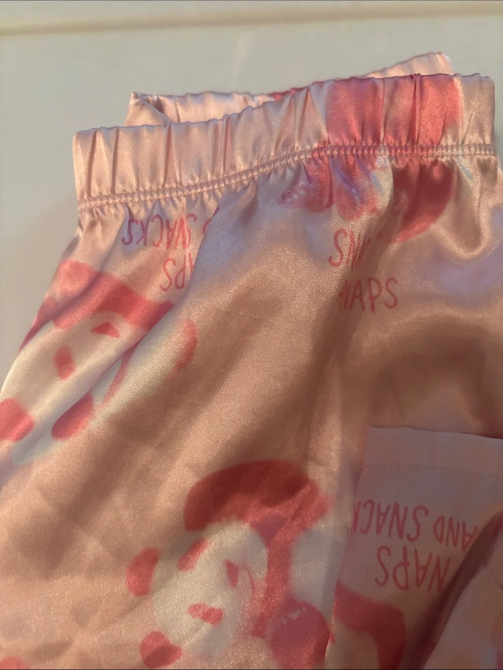 Justice Pink Satin Panda-Print Pajama Set
